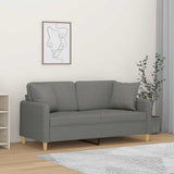 2-Seater Sofa with Pillows&Cushions Dark Grey 140 cm Fabric