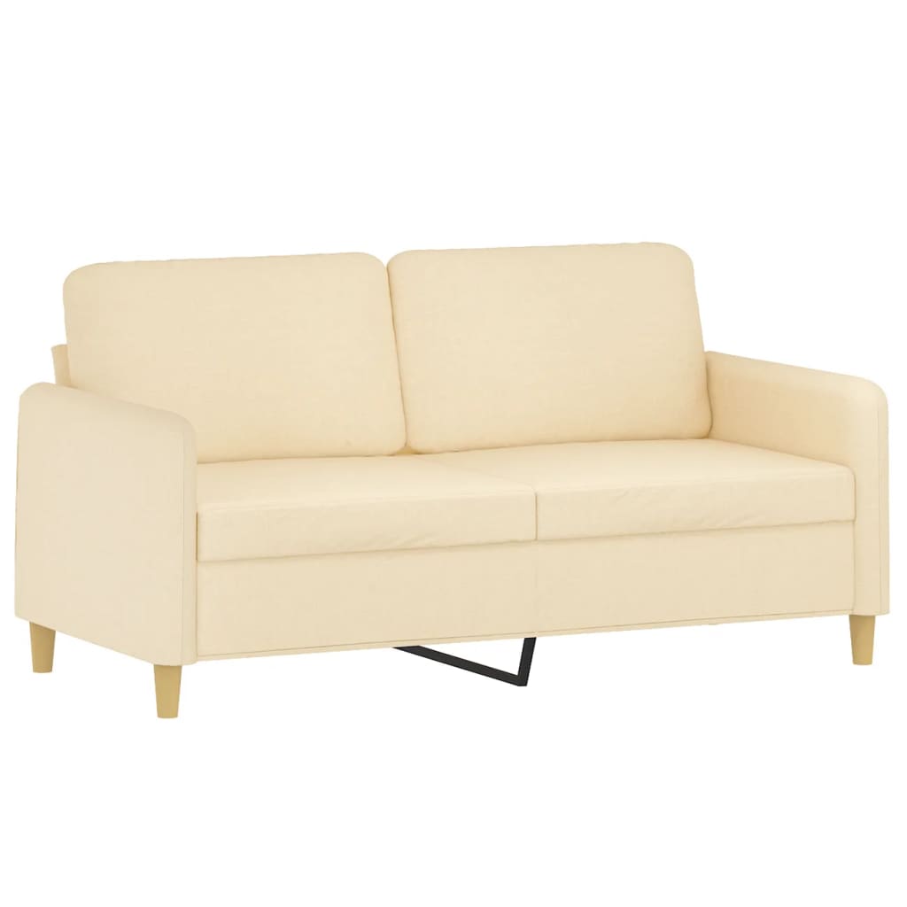 2-Seater Sofa with Pillows&Cushions Cream 140 cm Fabric