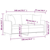 2-Seater Sofa with Pillows&Cushions Cream 140 cm Fabric - Close-Up Angle