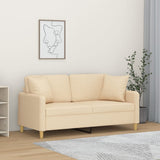 2-Seater Sofa with Pillows&Cushions Cream 140 cm Fabric