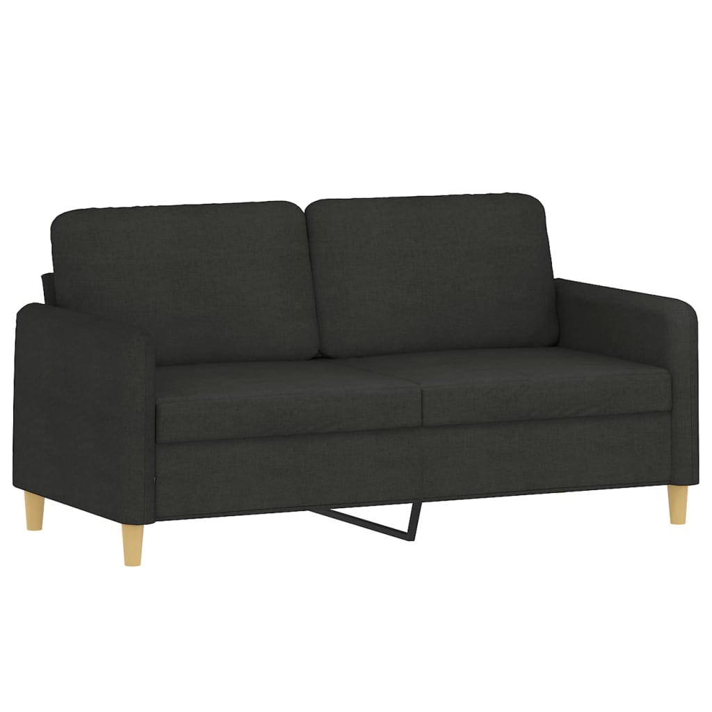 2-Seater Sofa with Pillows&Cushions Black 140 cm Fabric