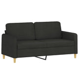2-Seater Sofa with Pillows&Cushions Black 140 cm Fabric