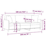 3-Seater Sofa with Pillows&Cushions Cream 180 cm Fabric - Close-Up Angle