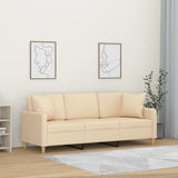 3-Seater Sofa with Pillows&Cushions Cream 180 cm Fabric