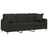 3-Seater Sofa with Pillows&Cushions Black 180 cm Fabric - Side View