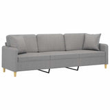 3-Seater Sofa with Pillows&Cushions Light Grey 210 cm Fabric - Side View