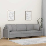 3-Seater Sofa with Pillows&Cushions Light Grey 210 cm Fabric