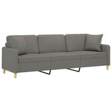 3-Seater Sofa with Pillows&Cushions Dark Grey 210 cm Fabric
