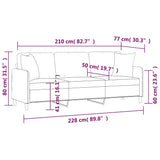 3-Seater Sofa with Pillows&Cushions Dark Grey 210 cm Fabric - Close-Up Angle