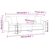 3-Seater Sofa with Pillows&Cushions Black 210 cm Fabric - Close-Up Angle