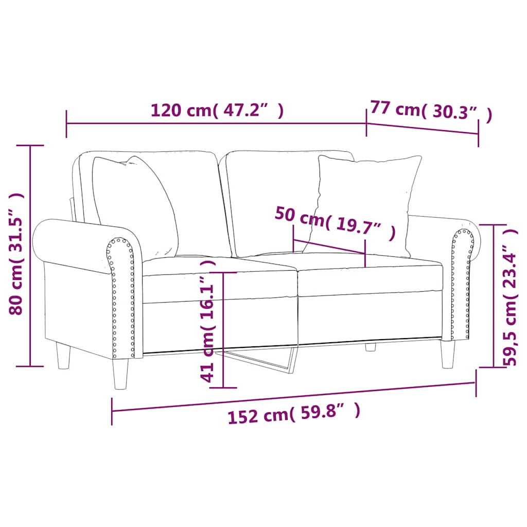 2-Seater Sofa with Pillows&Cushions Black 120 cm Faux Leather