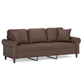 3-Seater Sofa with Pillows&Cushions Brown 180 cm Faux Leather