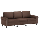 3-Seater Sofa with Pillows&Cushions Brown 180 cm Faux Leather