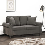 2-Seater Sofa with Pillows&Cushions Dark Grey 120 cm Velvet