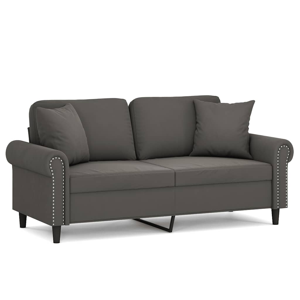 2-Seater Sofa with Pillows&Cushions Dark Grey 140 cm Velvet
