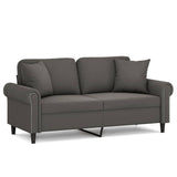 2-Seater Sofa with Pillows&Cushions Dark Grey 140 cm Velvet - Front View