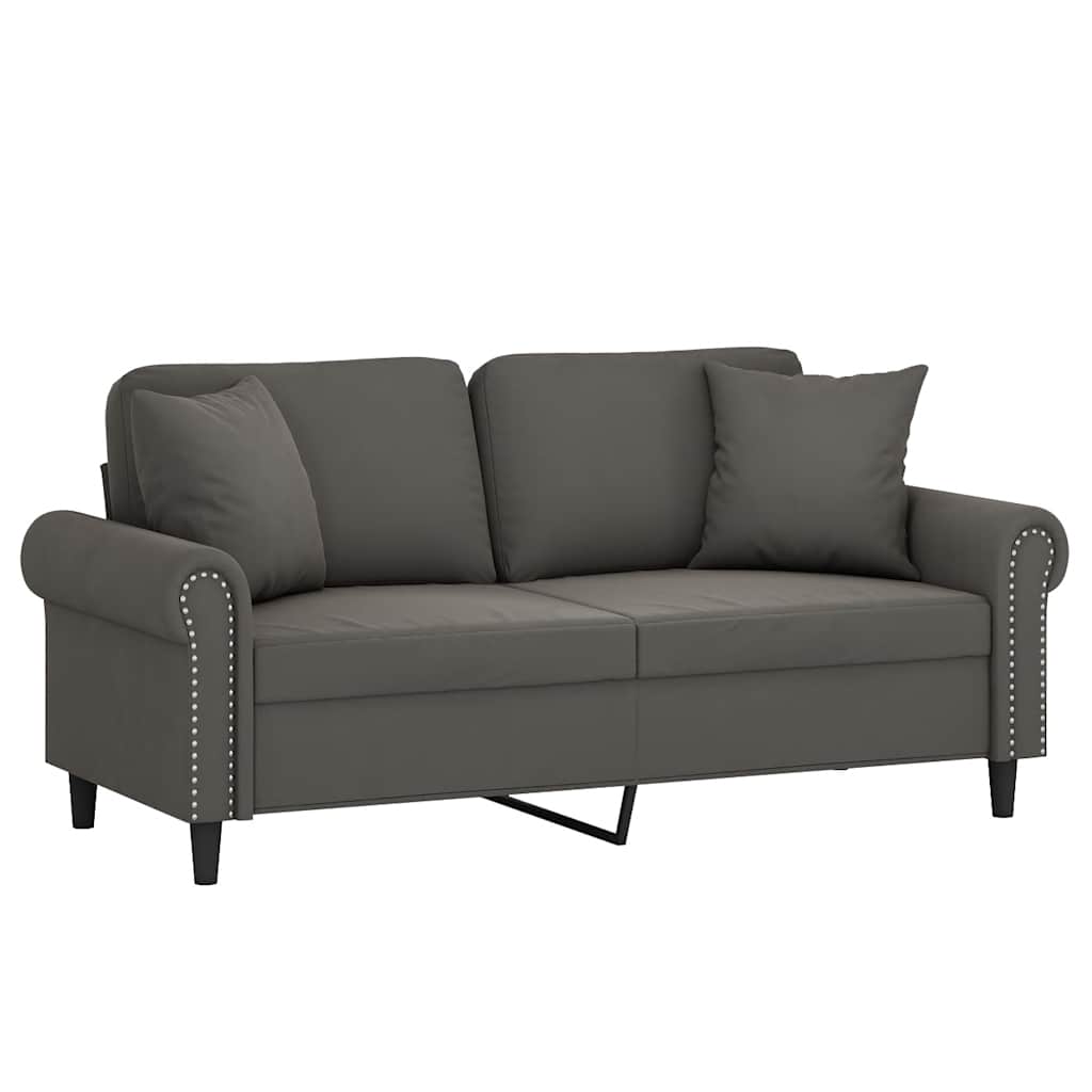 2-Seater Sofa with Pillows&Cushions Dark Grey 140 cm Velvet