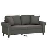 2-Seater Sofa with Pillows&Cushions Dark Grey 140 cm Velvet
