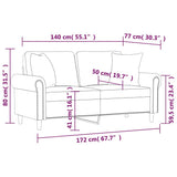 2-Seater Sofa with Pillows&Cushions Dark Grey 140 cm Velvet