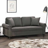 2-Seater Sofa with Pillows&Cushions Dark Grey 140 cm Velvet