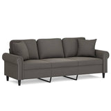3-Seater Sofa with Pillows&Cushions Dark Grey 180 cm Velvet - Front View