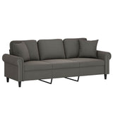 3-Seater Sofa with Pillows&Cushions Dark Grey 180 cm Velvet - Side View
