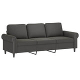 3-Seater Sofa with Pillows&Cushions Dark Grey 180 cm Velvet