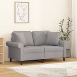 2-Seater Sofa with Pillows&Cushions Light Grey 120 cm Fabric