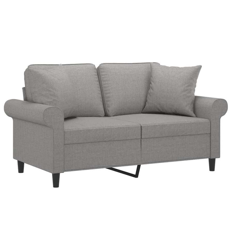 2-Seater Sofa with Pillows&Cushions Dark Grey 120 cm Fabric