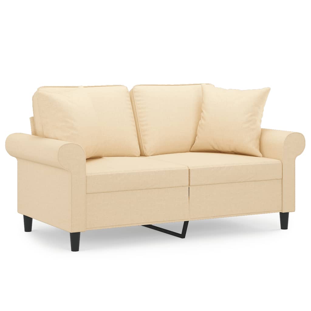 2-Seater Sofa with Pillows&Cushions Cream 120 cm Fabric