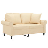 2-Seater Sofa with Pillows&Cushions Cream 120 cm Fabric - Side View