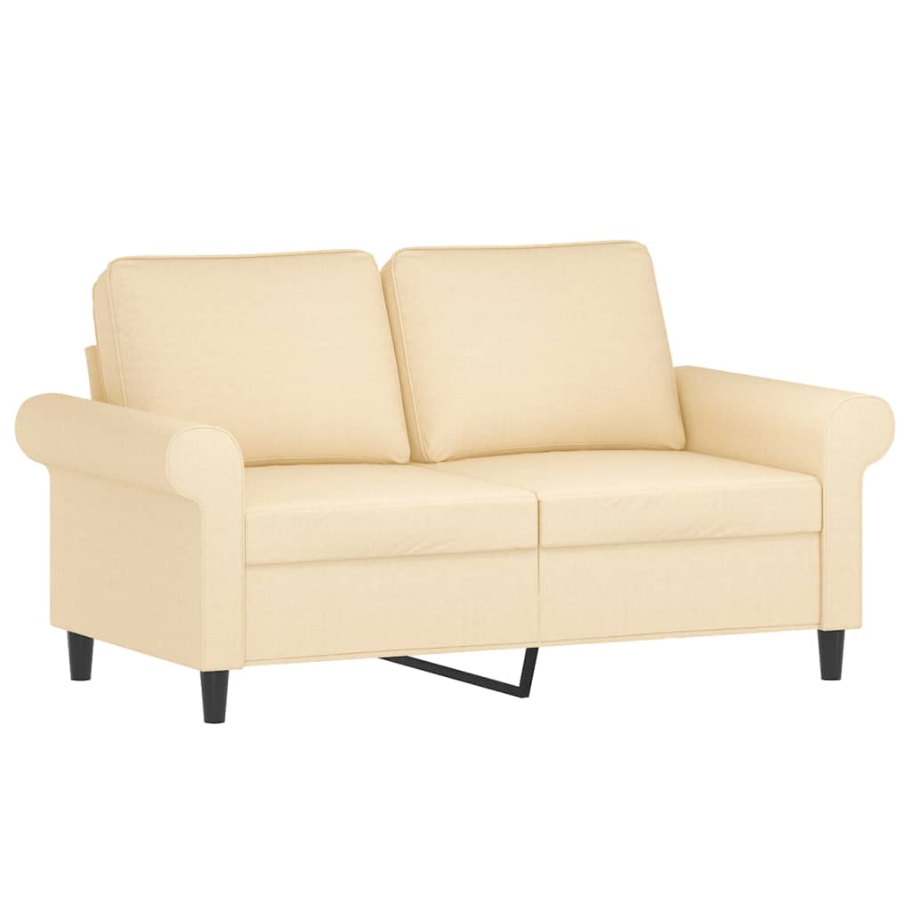 2-Seater Sofa with Pillows&Cushions Cream 120 cm Fabric