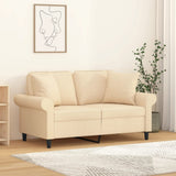 2-Seater Sofa with Pillows&Cushions Cream 120 cm Fabric