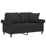 2-Seater Sofa with Pillows&Cushions Black 120 cm Fabric - Side View