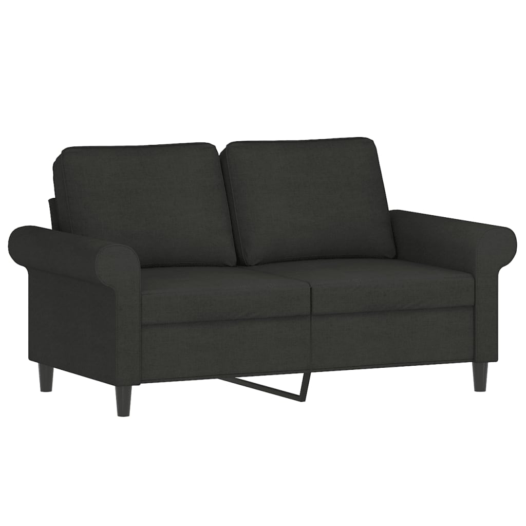 2-Seater Sofa with Pillows&Cushions Black 120 cm Fabric