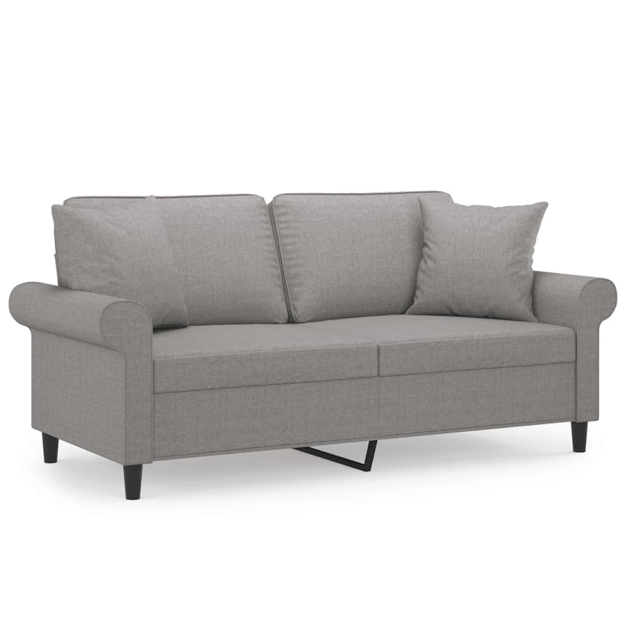 2-Seater Sofa with Pillows&Cushions Light Grey 140 cm Fabric