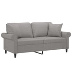 2-Seater Sofa with Pillows&Cushions Light Grey 140 cm Fabric