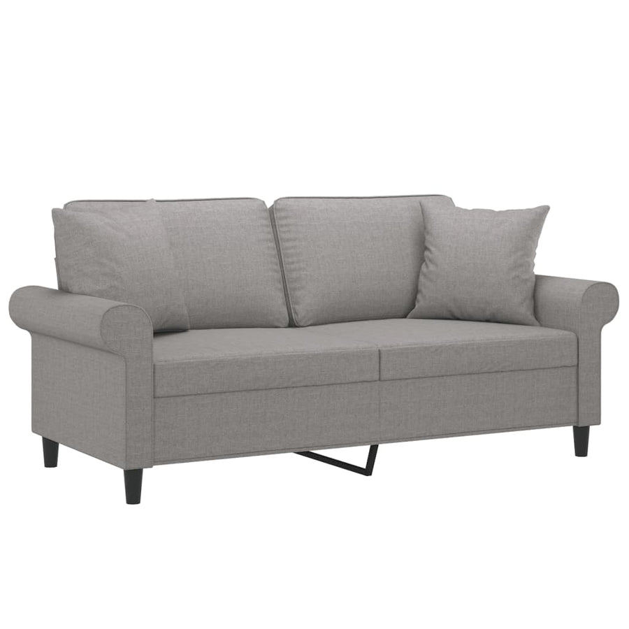 2-Seater Sofa with Pillows&Cushions Light Grey 140 cm Fabric