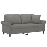2-Seater Sofa with Pillows&Cushions Dark Grey 140 cm Fabric