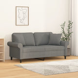 2-Seater Sofa with Pillows&Cushions Dark Grey 140 cm Fabric