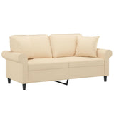 2-Seater Sofa with Pillows&Cushions Cream 140 cm Fabric - Side View