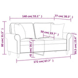 2-Seater Sofa with Pillows&Cushions Cream 140 cm Fabric - Close-Up Angle