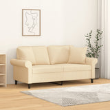 2-Seater Sofa with Pillows&Cushions Cream 140 cm Fabric
