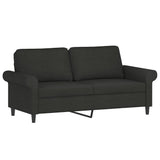 2-Seater Sofa with Pillows&Cushions Black 140 cm Fabric