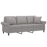 3-Seater Sofa with Pillows&Cushions Light Grey 180 cm Fabric - Side View
