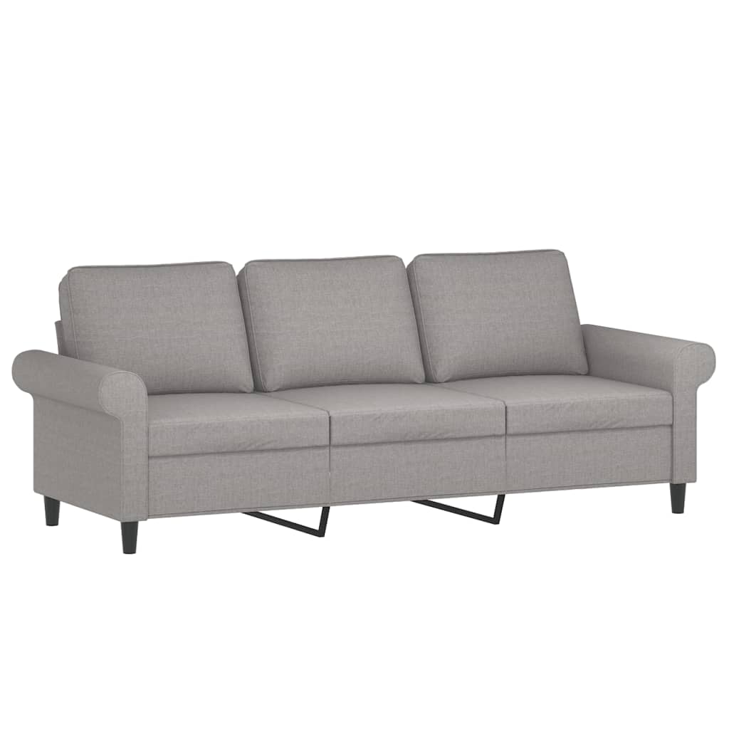 3-Seater Sofa with Pillows&Cushions Light Grey 180 cm Fabric