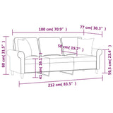 3-Seater Sofa with Pillows&Cushions Light Grey 180 cm Fabric - Close-Up Angle