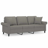 3-Seater Sofa with Pillows&Cushions Dark Grey 180 cm Fabric - Front View