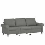 3-Seater Sofa with Pillows&Cushions Dark Grey 180 cm Fabric
