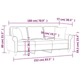 3-Seater Sofa with Pillows&Cushions Dark Grey 180 cm Fabric